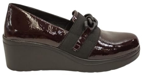 Melluso Mocassino Bordeaux in Vernice con Catena e Zeppa da Donna - 39