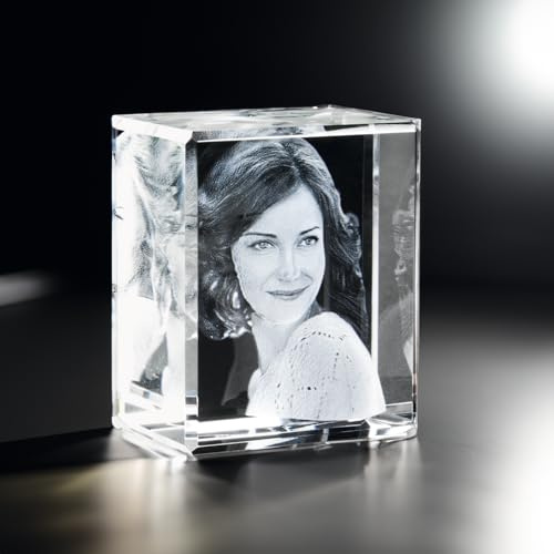contento 3D Glasfoto | Dein Haustier oder Person als Portrait in Glas als 3D graviert | 1 Personen/Tiere | Geschenk für Erinnerung oder Geburtstag, Weihnachten, Hochzeit, persönlich | Größe XXS hoch