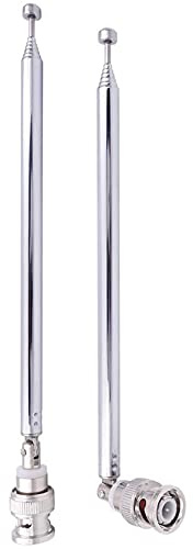 jiyaohui (2 Pack) Antenna Radio BNC con BNC Jack Connettore Adattatore Telescopica in Acciaio HF VHF UHF BNC Antenna