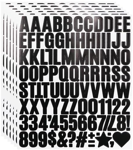 1 Inch Small Vinyl Letters Number Stickers, 588 Pieces Self Adhesive Alphabet Number Sticker for Sign, Notebook Decor, Scrapbook - Black