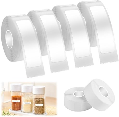 4 Rollen Etikettenband 40 x 12mm Angepasstes Etikettendruckpapier 160 Etiketten/Rolle Wasserfest und Selbstklebend für Etikettendrucker Ideal für Zuhause, Büro, Schule und Lagerorganisation (Weiß)