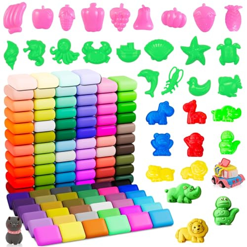 Pâte polymère auto‑durcissante, kit 72 couleurs avec 29 outils, argile légère ultra‑souple à séchage naturel, pour créations artisanales et idées cadeaux
