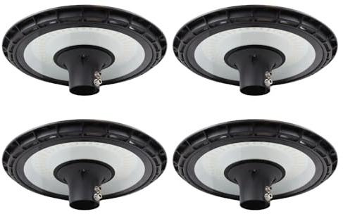 LUXULA 4 Stück LED Straßenlaterne rund 90W 9000lm, 3000K, IP65 | 3000K Warmweiß, IP65, für Mast Ø60mm, wetterfeste Straßenlampe, Mastleuchte außen für Parkplatz und Garten, robust