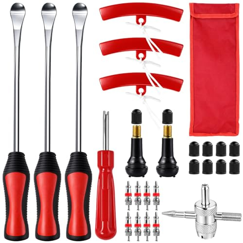 YUSHISTONE Reifenheber, Reifen Hebel Werkzeug Löffel, Reifen Montiereisen, Tire Spoons Lever Iron Tool Kits Montierhebel Werkzeug Mit Rad Felge Protektoren Tool Kit, Für Fahrrad，Motorrad，Wagen Reifen