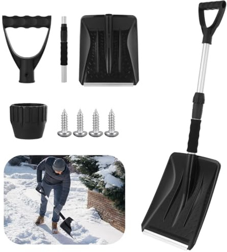Kit pala da neve, pala da neve portatile per camion, auto, campeggio, attività all'aperto, costruzione in lega di alluminio e ABS, facile da trasportare e riporre