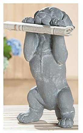 GILDE Gartenfigur Gartendeko Dekofigur Hund Dekohund Gartenhund, wetterfest, grau weiß, 46 cm