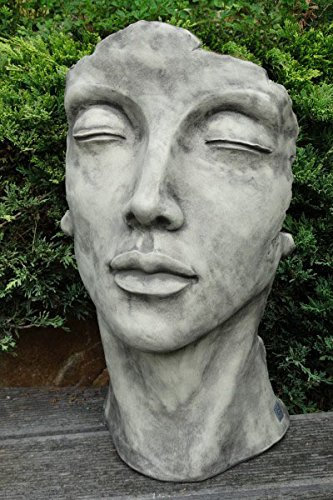 Steinfigurenwelt Gießen Skulptur Portrait Gesicht Frau H50cm Steinguss Steinfigur Antik Grau Vidroflor Gartenskulptur + Original Pflegeanleitung