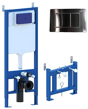 Giorgy Set Da Incasso Completo Per Sanitari Sospesi, Telaio e Cassetta Placca di Comando Inclusa, telaio Per Bidet Sospeso, Raccordi Di Collegamento Inclusi
