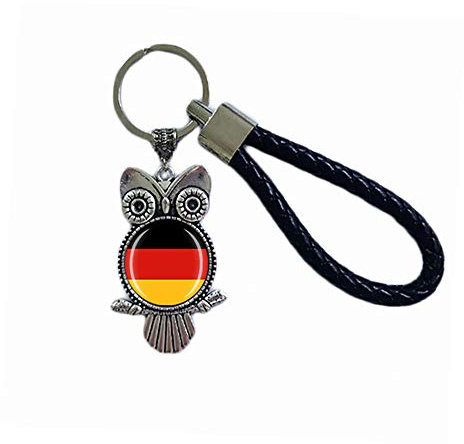Schlüsselanhänger mit Deutschland-Flagge, Eulenform, Glas, Kristall, Souvenir, Dekoration, für Männer und Frauen, Anhänger, Zubehör, Geschenk