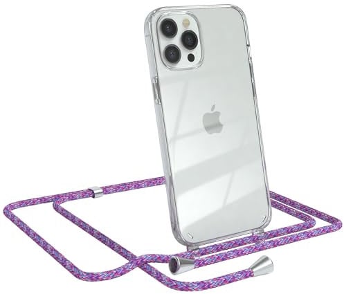 EAZY CASE Handykette kompatibel mit iPhone 12 Pro Max Handyhülle mit Umhängeband, Handykordel mit Schutzhülle, Silikonhülle, Hülle mit Band, Stylische Kette mit Hülle für Smartphone, Unicorn