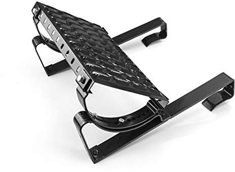 DQ-PP STEIGTRITT SET | 40cm | Schwarz RAL 9005 | Stahl verzinkt | Dachtritt Komplett für Dachziegel | Kaminpodest Steigtritt Dach | Gitterrost Tritt