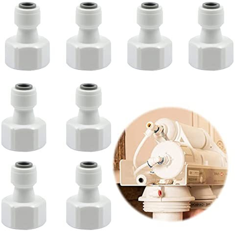 Wasserzulaufleitung Anschluss Adapter Verbindungsstück Schlauchverbinder - Universal Wasserfilter Fitting Kühlschrankanschlusskit 1/2 Gewindeanschluss Umrüsten auf 1/4 Schnellanschluss, 8 Stück