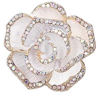 Broche Broche, Broche Fleur en Forme de Camélia Élégante Broche Ornée Exquise pour Femmes Vêtements Foulard en Soie Décoration Cadeau(blanche)