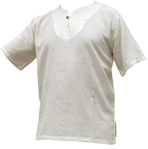 PANASIAM Shirt, 'K', 1button, Naturalwhite, L, Shortsleeve