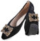 MACHSWON Women Ballet Flats Rhinestone Outdoor Wedding Ballerina Shoes Foldable Sparkly Comfort Slip on Flat Walking Shoes for Ladies(Black Buckle, Size 4)