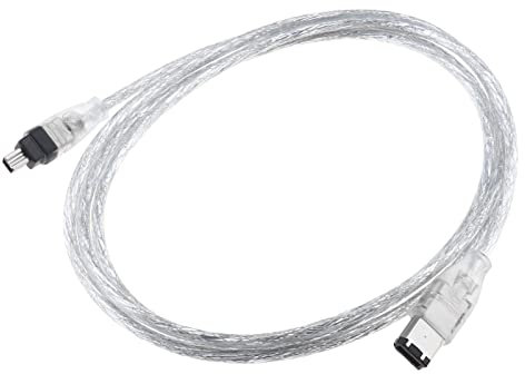 YINETTECH 1394 6 Pin to Firewire 400 IEEE 1394 4 Pin Adapter Cable IEEE1394 6 Pin to 4 Pin Male to Male iLink Adapter Cord Cable Firewire DV Cable White 1.5m