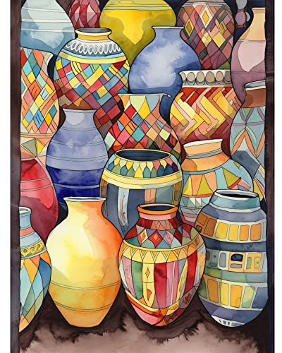 Artery8 Glazed Ceramic Pot Vases Folk Art Large XL Wall Art Canvas Print