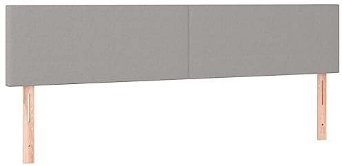 vidaXL Kopfteil, Bettkopfteil mit Holzbeinen, Höhenverstellbar Polsterkopfteil für Bett, Betthaupt Bettzubehör Schlafzimmer, Hellgrau 160x5x78/88 cm Stoff