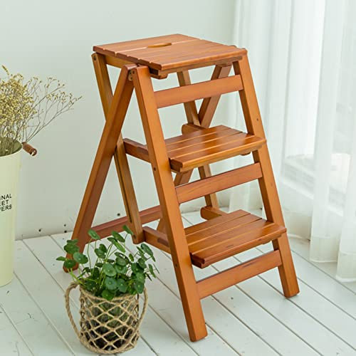 KAZUP Indoor-Kletterhocker, Holzleitern-Hocker, kleine Fußhocker, tragbare Trittleiter, Faltbare Treppe, Stuhl, Heimbibliothek, Kletterleiter, Stuhl-Kombination