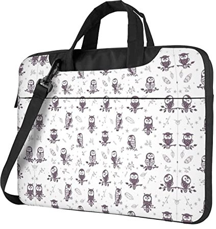 Stilvolle Laptoptasche mit Eulen-Motiv, lebendiges Design, ultimativer Schutz für Ihren Laptop, Schwarz , 15.6 inch