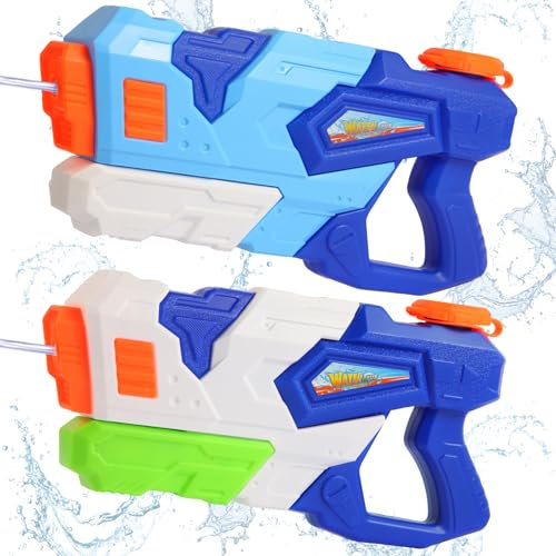 Lekwaiin Wasserpistole für Kinder Erwachsene, 2 Stücke 800ML Wasserspritzpistole mit 10 Meter Großer Reichweite, Outdoor Spielzeug für Sommer, Strand, Pool, Garten