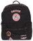 Blauer Bryan01 Rucksack für Herren, schwarz, verstellbare Schultergurte, großes Hauptfach mit Zwei-Wege-Reißverschluss, mehrere Patches, Boston, USA, Außentasche mit ZIP, Schwarz , Einheitsgröße