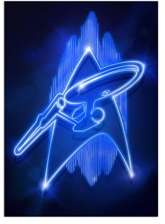 Displate Offiziell Star Trek MetallPoster Magnetische Befestigung Inklusive Lizenziert Bilder Hochwertiges Poster Various Star Trek logo neon Poster 45 cm x 32 cm