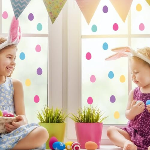 Wandtattoo Loft Fensterbilder Frühling Selbstklebend 25 farbige Ostereier Motiv – A4 Bogen, Wiederverwendbar – Deko Frühling, Frühlingsbild Fenster, Fensterdeko Frühling, Fensterbild Ostern