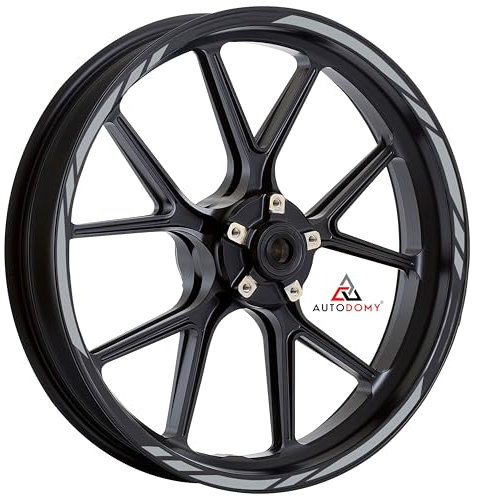 Autodomy Pegatinas Llantas Moto Juego Completo para 2 Llantas de 15 a 19 Pulgadas | Adhesivos Llanta Moto Resistentes a la Lluvia, Sol, Grasa, Aceite (Plata)