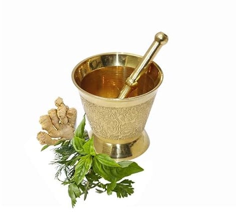 BRACOP® Brass Mortar Pestle Hamam Dasta Kitchen Accessories Herb Ginger Crusher Grinder Bowl Molcajete Cooking Tool For Grinding Spices And Herbs Pepper Chopper Mini Mortar And Pestle Set Of 2 Pcs