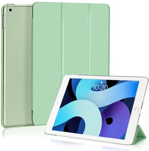 4UBonLife Funda para iPad 9,7 Pulgadas 6.ª/5.ª Generación 2018/2017, Cover Protectora Carcasa Rígida Delgada Ligera con Trasera Translúcido Cubierta para iPad 6/5, Auto Sueño/Estela, Verde Menta
