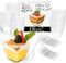 DLux Dessert Cups with Spoons, 60 ml 100 Pcs - Clear Plastic Parfait Appetizer Cups, Square Short Reusable Shot Glass Bowl for Party Desserts Appetizers - with Recipe Ebook