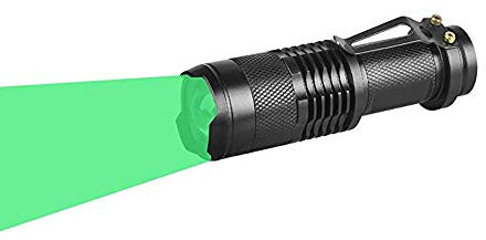 WESLITE Green Light Torch, Mini Torch Green Beam LED Flashlight 1 Mode Zoomable Hunting Torches Green Light with Clip Long Range for Night Vision Fishing Hunting (Battery not Included)