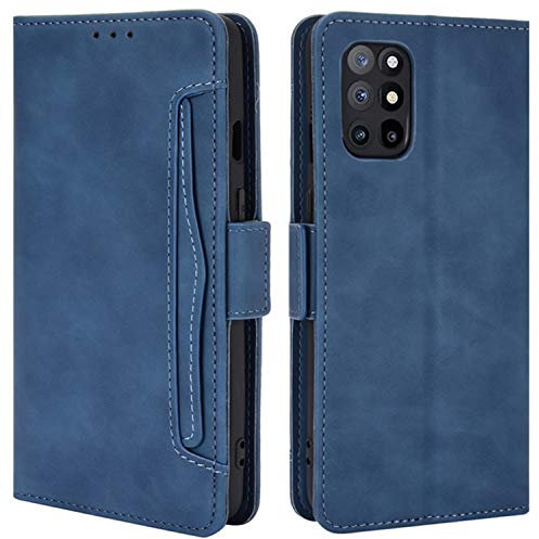 HualuBro Handyhülle für OnePlus 8T Hülle Leder, Flip Case Cover Stoßfest Klapphülle Handytasche Schutzhülle für OnePlus 8T Tasche (Blau)