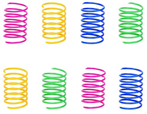 BEAUTYBIGBANG 12 Stücke Bunte Spirale Katzen Spielzeug Kunststoff Spiralfedern Robustes Interaktives Spielzeug für Katze Kätzchen Haustiere Neuheit Geschenk