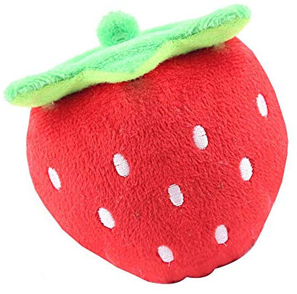 Pulabo Jouet couineur en forme de fraise pour chien Jouet électronique pour éviter l'ennui Rouge