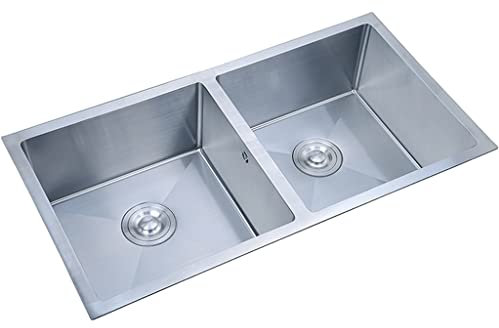 Kitchen Sink Fregaderos De Cocina, Fregadero De Preparación De Barra De Acero Inoxidable De Doble Cubeta, Instalación Empotrada O Bajo Cubierta, Fácil De Limpiar (Size : 85x45cm)