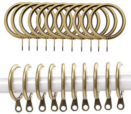 iPEAK Vorhangringe aus Messing, 38 mm Innendurchmesser, Metallvorhänge, große Ringhaken zum Aufhängen für Gardinenstangen, Stangenhaken (Messing), 36 Stück