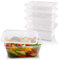 Sabco Lot de 50 récipients à micro-ondes en plastique transparent de 750 ml avec couvercles – Boîtes alimentaires idéales pour les plats à emporter et les restaurants – Sans BPA, passent au