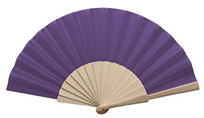 eBuyGB Folding Handheld Fan, Wooden Hand Fan, Wedding Party Accessory, Pocket Sized Fan for Wedding Gift, Party Favours, Summer Holidays, Mini Travel Fan Home Décor - Purple (Pack of 5)