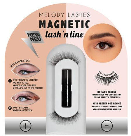 Melody Lashes magnetische Wimpern ultra starker Halt wasserfester magnetischer Eyeliner mit Magnetwimpern federleicht kein Kleber notwendig magnetische Wimpern natürlicher look Make up! (Mag Me)