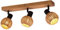 Deckenstrahler 3-flammig Holzlampe mit Rattan Schirmen in Natur