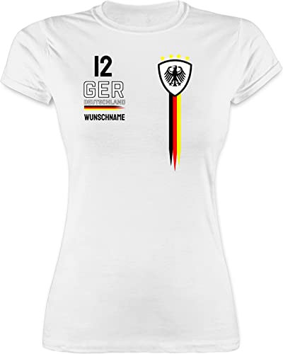 Shirt Damen - 2026 Fussball Fanartikel - Deutschland WM Trikot Farben - S - Weiß - Deutschland. Tshirt em Trikots fußball German Funshirts für Frauen Deutschland-Fanartikel em-Trikots fußball.