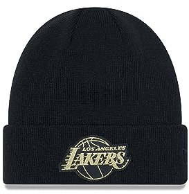 New Era Los Angeles Lakers NBA Metallic Badge Black Beanie - One-Size
