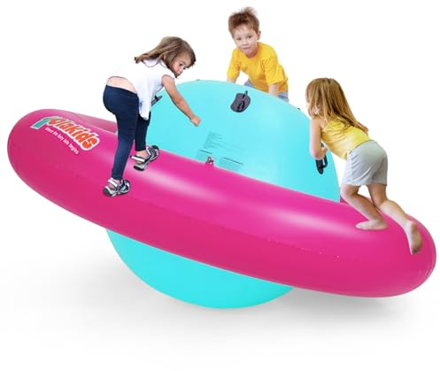 OLAKIDS 8FT Inflatable Dome Rocker Bouncer, Outdoor Kids Giant Roll and Play Seesaw Rocker with 6 Secure Handles, Max Weight 250 LBS, Toddlers Climbing Toy Backyard Play Center Equipment