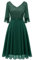Dressystar Damen Glitzer Kleid Elegant Hochzeit Cocktailkleid mit Pailletten Chiffon Ärmel Festlich Abendkleid Knielang Dunkelgrün XL