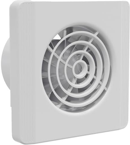 Silent Bathroom Extractor Fan with Timer 4 Inch 100mm Pure - White Extractor Fan Bathroom Ceiling or Wall Mounted, Ventilation Fans for Bathrooms, Axial Fans for Air Flow & Ventilation in Bathrooms