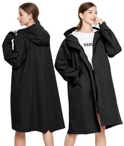 LAMA Regenmantel Wasserdicht Regenponcho Unisex Regenjacke Atmungsaktiv Regencape Regenschutzbekleidung Raincoat für Herren Damen Fahrrad Wandern Camping Reisen, Schwarz, XL