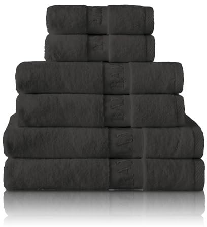 GC GAVENO CAVAILIA Large Bath Towel Bamboo Towels 2 Pack (70x120cm) - Highly Absorbent Quick Dry Towels (40% Cotton, 60% Bamboo) - Washable Bathroom Towel Black - 500 GSM