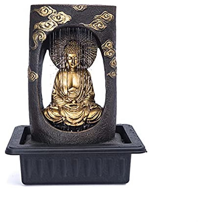 Desktop Waterfall Fountain,Tabletop Fountain, Small Buddha Water Fountain Creative Office Circulating Water Zen Water Fountain Indoor Zen Home Decor or Gift
